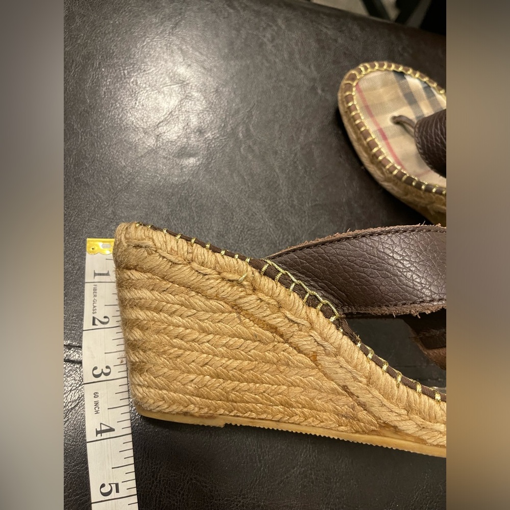 Authentic BURBERRY nova check espadrilles Wedges Brown Sandals 37 - Picture 6 of 6